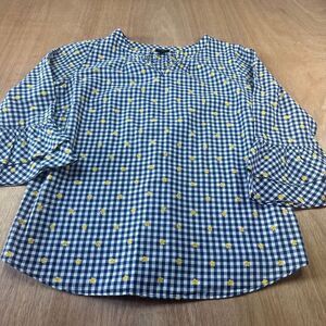 Talbots Women’s Black White Gingham Sunflower Blouse X (Fits Large)